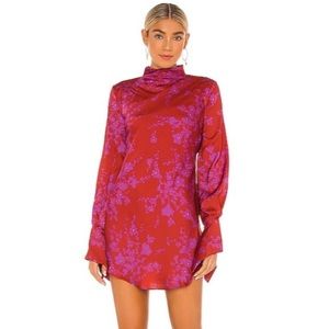 Free People Floral Mini Dress Romantic Silk Sleeve Small